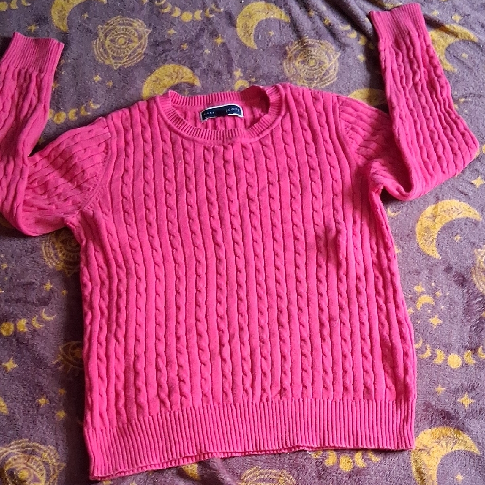 Karen Scott Vibrant Pink Cable Knit Sweater